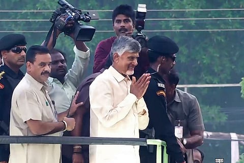 Andhra assembly polls: Chandrababu Naidu at party office